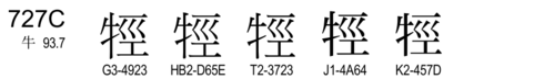 U+727C